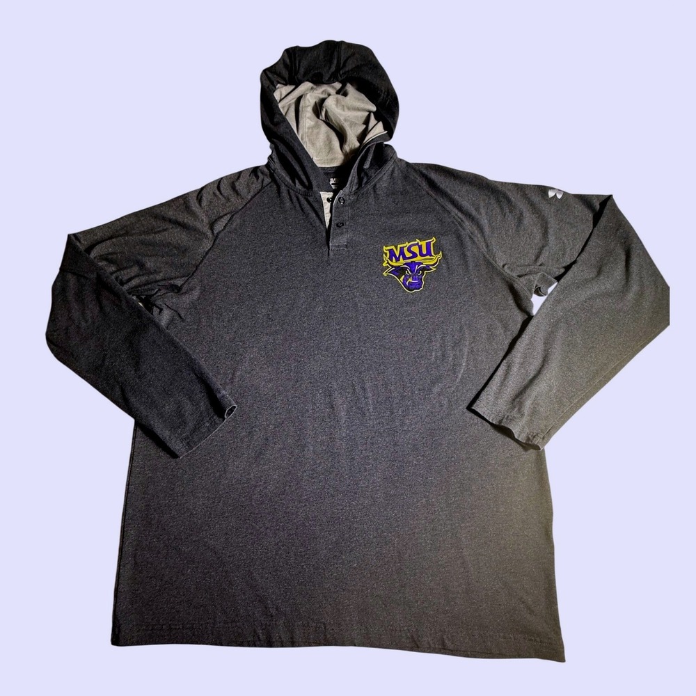 Under Armour Mens‎ XL MSU Mavericks Hooded Henley Long Sleeve Shirt Gray-999